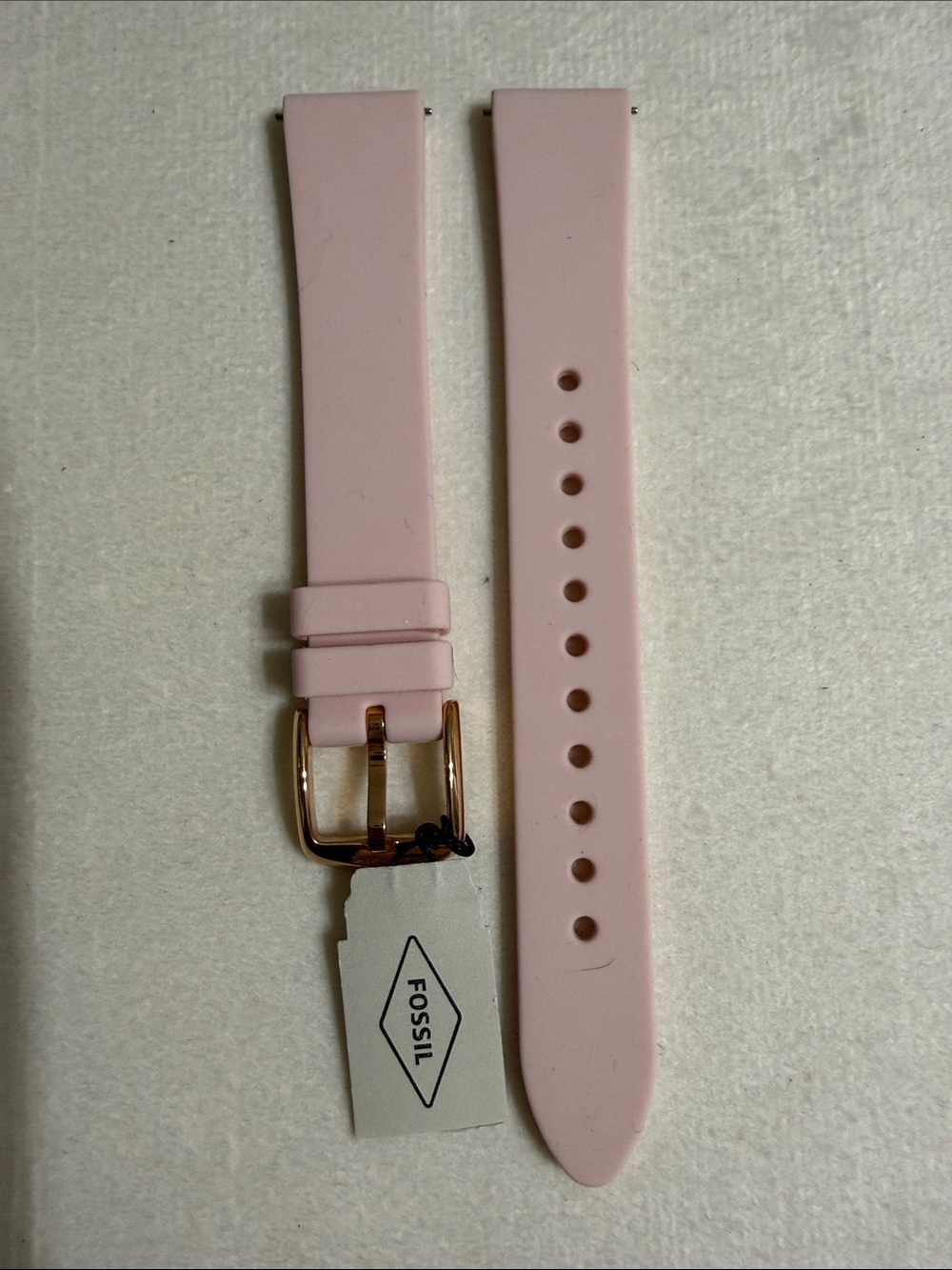 16mm Fossil Rose Gold Buckle Pink Silicone Watch Strap